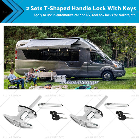 {{ 2 Set Chrome Rear Fixing T Handle Lock W or  Key For Trailer Caravan Canopy Toolbox }} - Buy Car Parts Online at {{ Kaka Auto Parts }}.