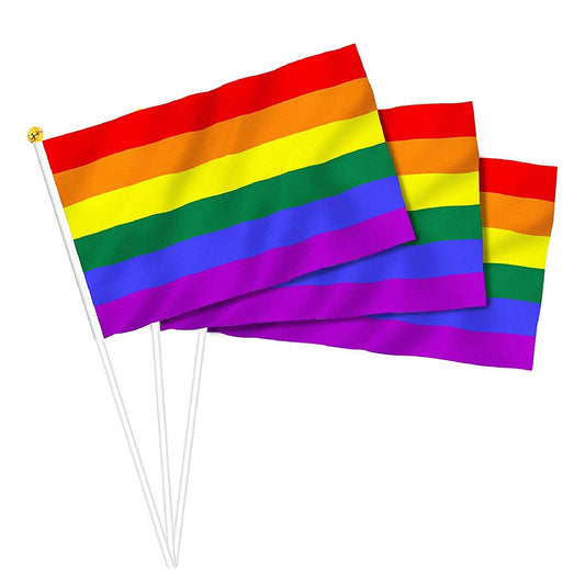 100x Small Rainbow Pride Flags Suitable For Gay, Lesbian & LGBT ¡§C 14x21cm Mini Hand Waving Flags