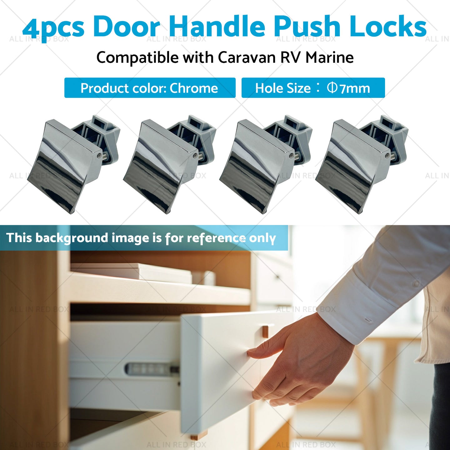 {{ 4x Door Handle Push Locks Suitable for Caravan RV Marine Cupboard Latch Knob }} - Buy Car Parts Online at {{ Kaka Auto Parts }}.