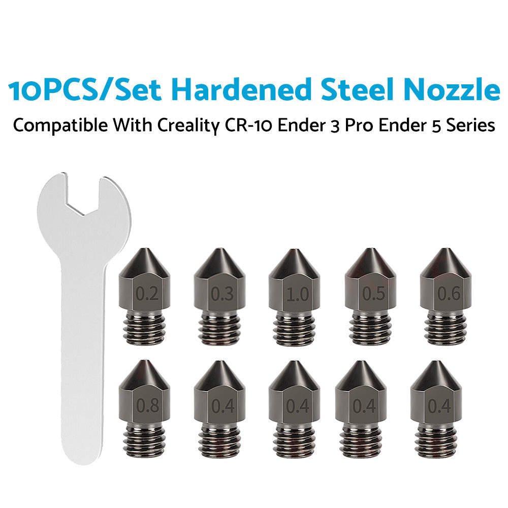 {{ 10Pcs Hardened Steel Nozzle Suitable for Creality CR-10 Ender 3 Pro 5 Series }} - Buy Car Parts Online at {{ Kaka Auto Parts }}.
