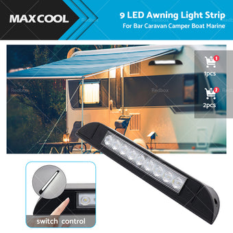 compare product 256mm 12V 9 LED Awning Light Touch Switch Strip Bar Caravan Camper Boat Marine