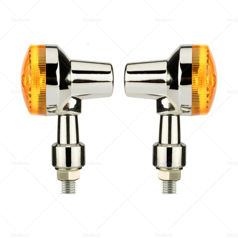 {{ 4x Chrome Motorcycle Turn Signal Lights Amber Indicators Blinker Universal Bulb }} - Buy Car Parts Online at {{ Kaka Auto Parts }}.
