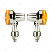 {{ 4x Chrome Motorcycle Turn Signal Lights Amber Indicators Blinker Universal Bulb }} - Buy Car Parts Online at {{ Kaka Auto Parts }}.