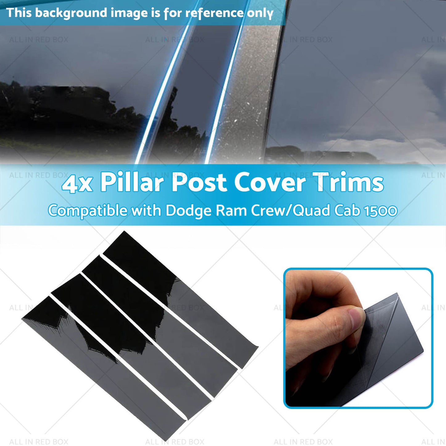 {{ 4x Black Pillar Post Cover Trims Suitablefor Dodge Ram Crew or Quad Cab 1500 09-18 }} - Buy Car Parts Online at {{ Kaka Auto Parts }}.