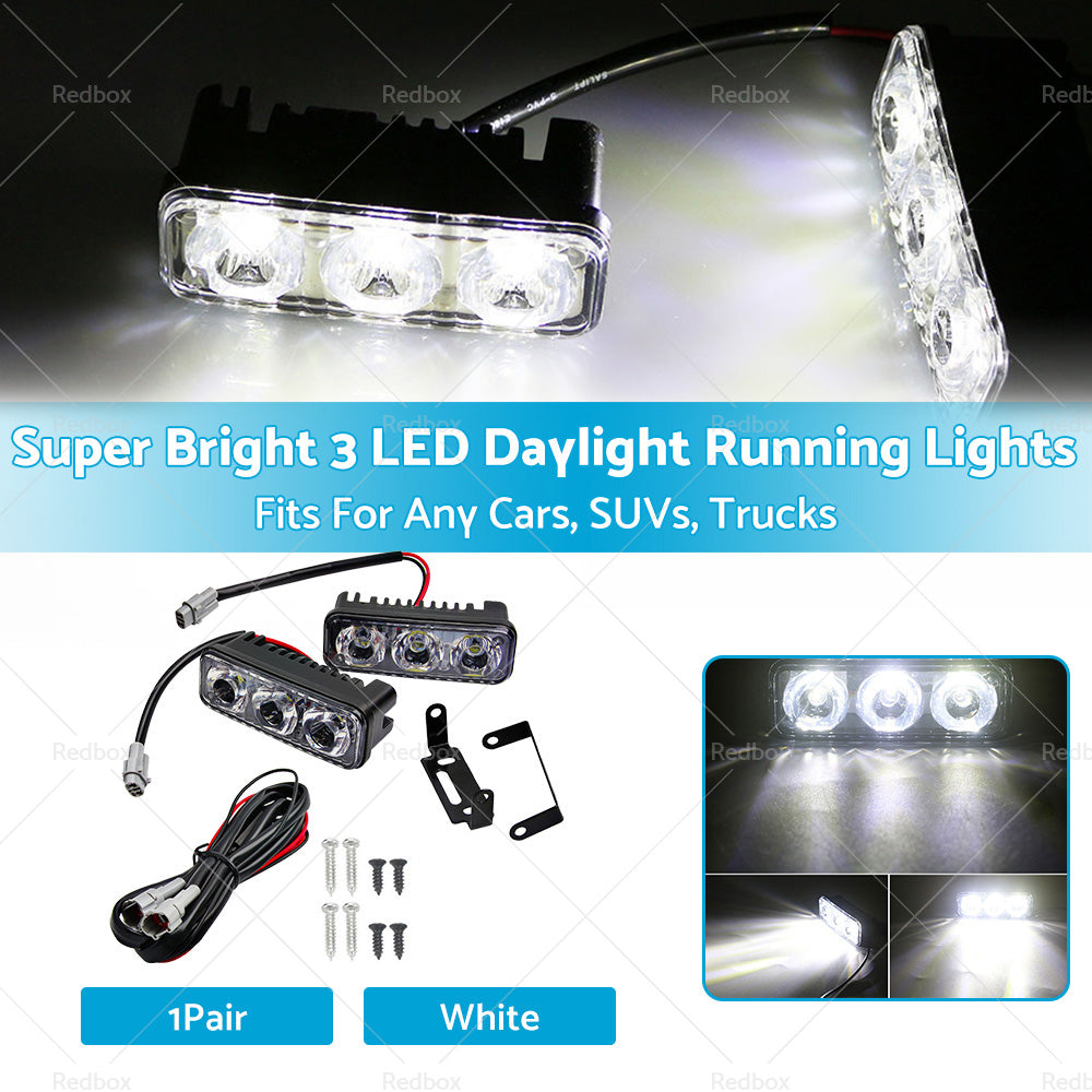 {{ 2X Super Bright 3 LED Daylight Running Lights Daytime Driving Light DRL White }} - Buy Car Parts Online at {{ Kaka Auto Parts }}.