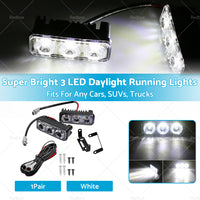 {{ 2X Super Bright 3 LED Daylight Running Lights Daytime Driving Light DRL White }} - Buy Car Parts Online at {{ Kaka Auto Parts }}.