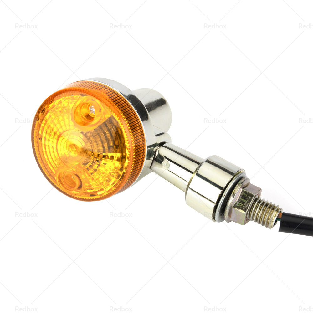 {{ 4x Chrome Motorcycle Turn Signal Lights Amber Indicators Blinker Universal Bulb }} - Buy Car Parts Online at {{ Kaka Auto Parts }}.