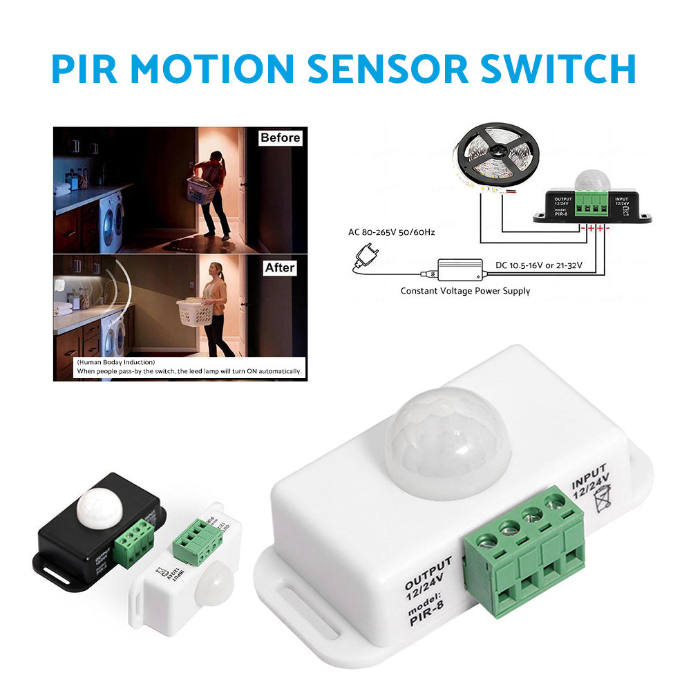 8m Body Infrared PIR Motion Sensor Switch Suitable For LED Light Strip Automatic 12V 24V