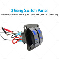 {{ 2 Gang Blue LED Light Rocker Switch Panel Dual LED Boat Car Waterproof }} - Buy Car Parts Online at {{ Kaka Auto Parts }}.