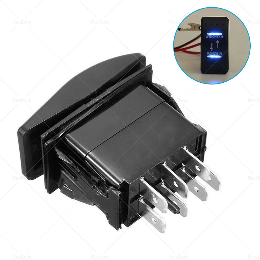 {{ 7-Pin Winch In Out Rocker Switch Blue LED Rocker Toggle Switch 12V-24V ON OFF ON }} - Buy Car Parts Online at {{ Kaka Auto Parts }}.