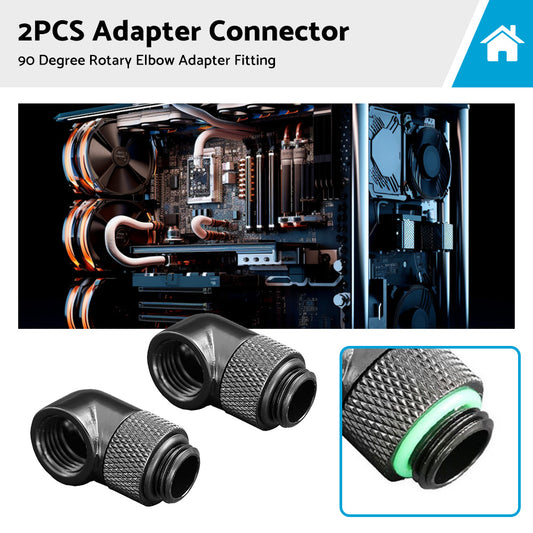 {{ 2PCS Black Green Water Cooling G1 4 Thread 90隆茫 Rotary Elbow Adapter Fitting }} - Buy Car Parts Online at {{ Kaka Auto Parts }}.