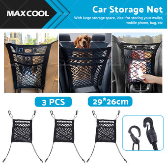 compare product 3PCS Car Truck Seat Mesh Tidy Storage Net Bag Organizer Holder Multi-Pocket