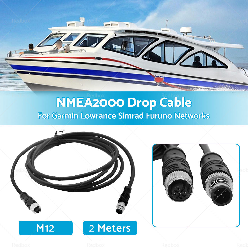 {{ 2m NMEA2000 Drop Cable Black 5-Core Female Straight Head to Male Straight Head }} - Buy Car Parts Online at {{ Kaka Auto Parts }}.