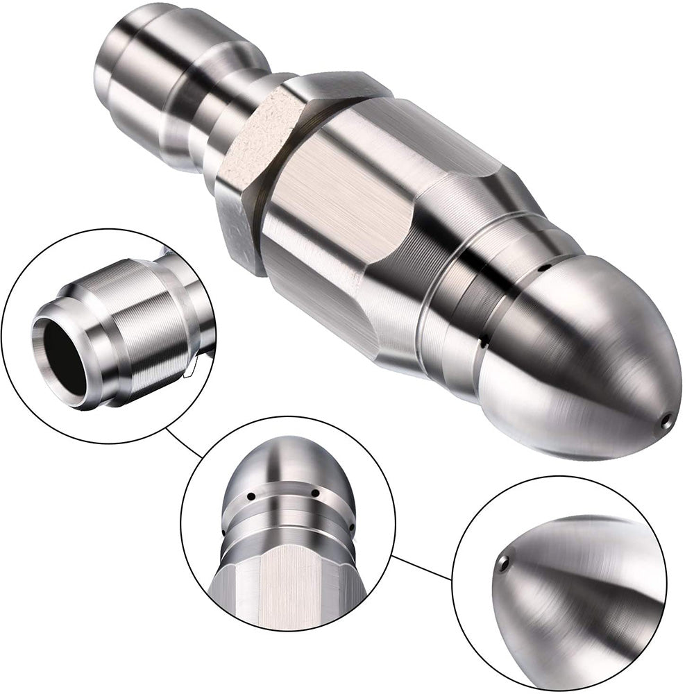 {{ Stainless Steel Sewer Jetter Nozzle For Pressure Washer w or 1 or 4''Connect for Drain }} - Buy Car Parts Online at {{ Kaka Auto Parts }}.