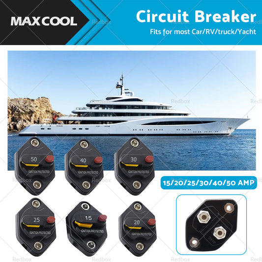 {{ 15/20/25/30/40/50A AMP Circuit Breaker Waterproof 12V 32V DC Manual Reset }} - Buy Car Parts Online at {{ Kaka Auto Parts }}.