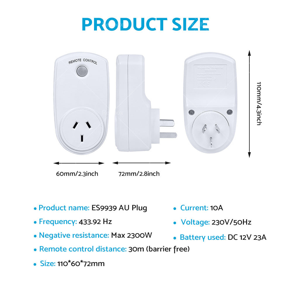 5 Packs Home Wireless Power Switch Mains Sockets & 2x Remote Controllers AU Plug