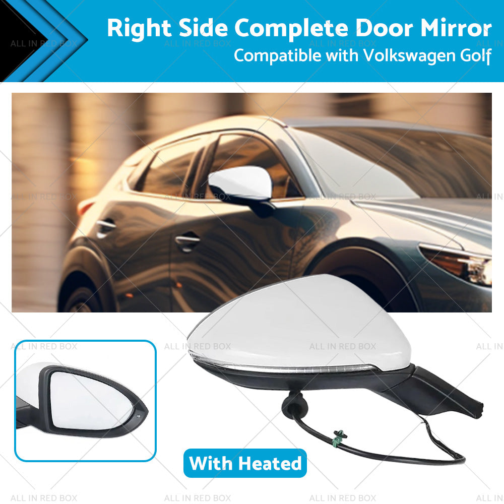 {{ Door Mirror Suitable for VW Golf MK7 2013-2021 Right Driver Side White Heated }} - Buy Car Parts Online at {{ Kaka Auto Parts }}.
