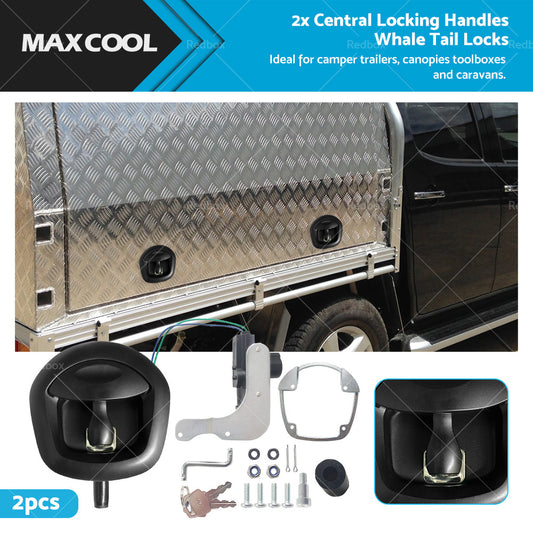 {{ 2x 12V Power Operated Black Whale Tail T Handle Lock For Trailer Canopy }} - Buy Car Parts Online at {{ Kaka Auto Parts }}.