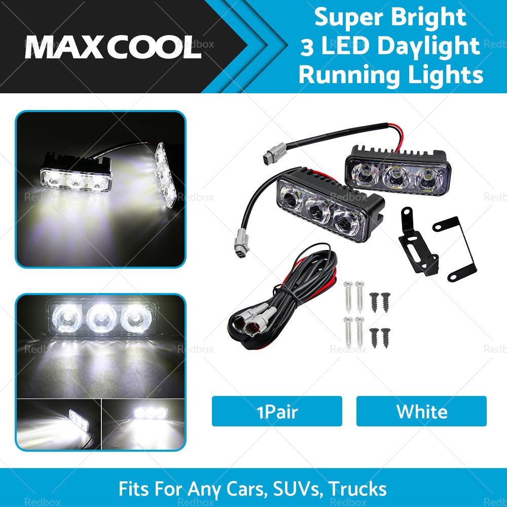 {{ 2X Super Bright 3 LED Daylight Running Lights Daytime Driving Light DRL White }} - Buy Car Parts Online at {{ Kaka Auto Parts }}.