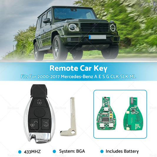 {{ 1Pc 3 Buttons Remote Key Fob 433MHz BGA With Chip For Mercedes Benz 2000 }} - Buy Car Parts Online at {{ Kaka Auto Parts }}.
