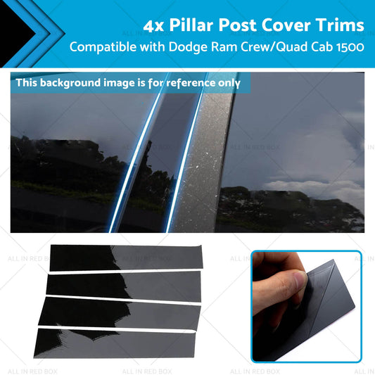 {{ 4x Black Pillar Post Cover Trims Suitablefor Dodge Ram Crew or Quad Cab 1500 09-18 }} - Buy Car Parts Online at {{ Kaka Auto Parts }}.