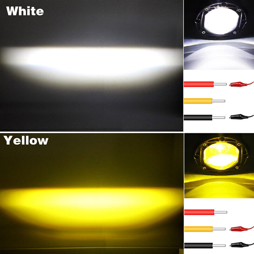 2x 3inch Flush Mount LED Work Light Bar Reverse Fog Lamp 4WD White Yellow 8D Len
