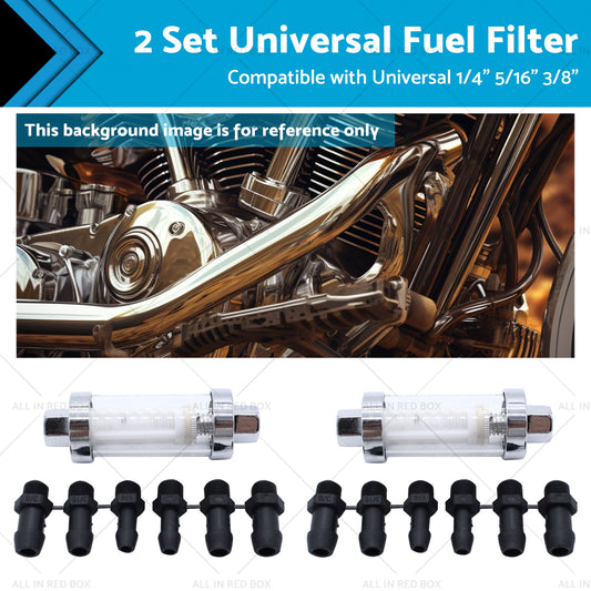 {{ 2x Reusable Washable Fuel Filter Chrome Glass Inline Suitablefor 1 4inch 5 16inch 3 8inch }} - Buy Car Parts Online at {{ Kaka Auto Parts }}.