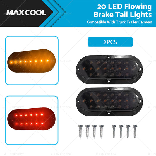 {{ 2X 20 LED Rear Stop Brake Flowing Turn Signal Tail Lights Truck Trailer Caravan }} - Buy Car Parts Online at {{ Kaka Auto Parts }}.