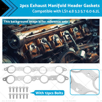 {{ 1 Pair Exhaust Manifold Header Gasket Suitable For LS LS1 4. 8 5. 3 5. 7 6. 0 6. 2L }} - Buy Car Parts Online at {{ Kaka Auto Parts }}.