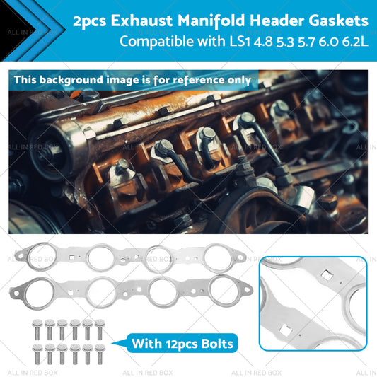 {{ 1 Pair Exhaust Manifold Header Gasket Suitable For LS LS1 4. 8 5. 3 5. 7 6. 0 6. 2L }} - Buy Car Parts Online at {{ Kaka Auto Parts }}.