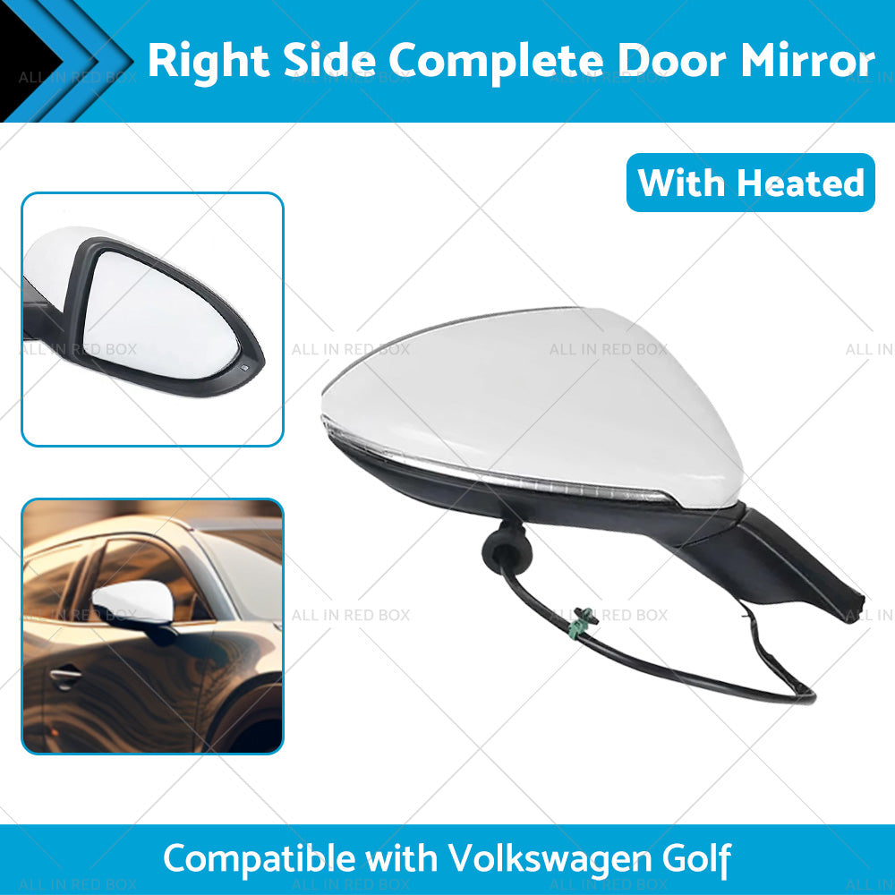 {{ Door Mirror Suitable for VW Golf MK7 2013-2021 Right Driver Side White Heated }} - Buy Car Parts Online at {{ Kaka Auto Parts }}.