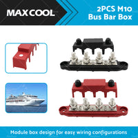{{ 2PCS M10 4 Post 250A DC 48V Studs Bus Bar Power Distribution Box Terminal Block }} - Buy Car Parts Online at {{ Kaka Auto Parts }}.