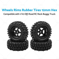 {{ Wheels Rims Rubber Tires 12mm Hex Suitable For 1 or 10 Off-Road RC Rock Buggy Truck }} - Buy Car Parts Online at {{ Kaka Auto Parts }}.