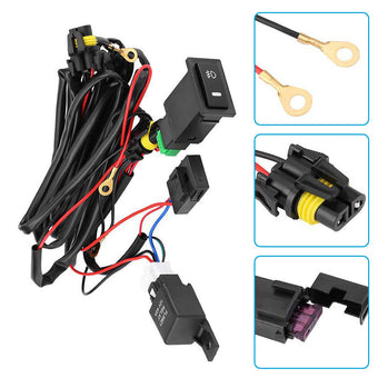 compare product Harness Kit 12V Car LED Fog Light On Off Switch Wiring Harness Fuse Relay Kit