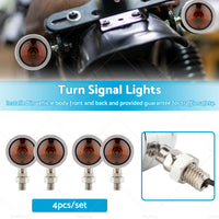 {{ 4x Chrome Motorcycle Amber Bullet Turn Signal Indicators Blinkers Universal Lamp }} - Buy Car Parts Online at {{ Kaka Auto Parts }}.