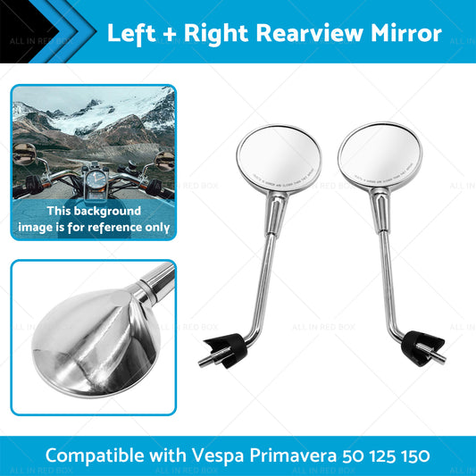 {{ Left  and  Right Rearview Mirror Chrome Suitable For Vespa Primavera 50 125 150 }} - Buy Car Parts Online at {{ Kaka Auto Parts }}.