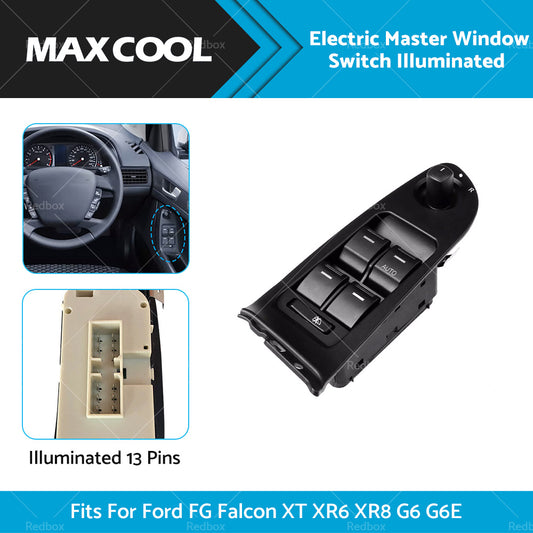 {{ Electric Window Master Switch Illuminated Fits Ford FG Falcon XT XR6 XR8 G6 G6E }} - Buy Car Parts Online at {{ Kaka Auto Parts }}.