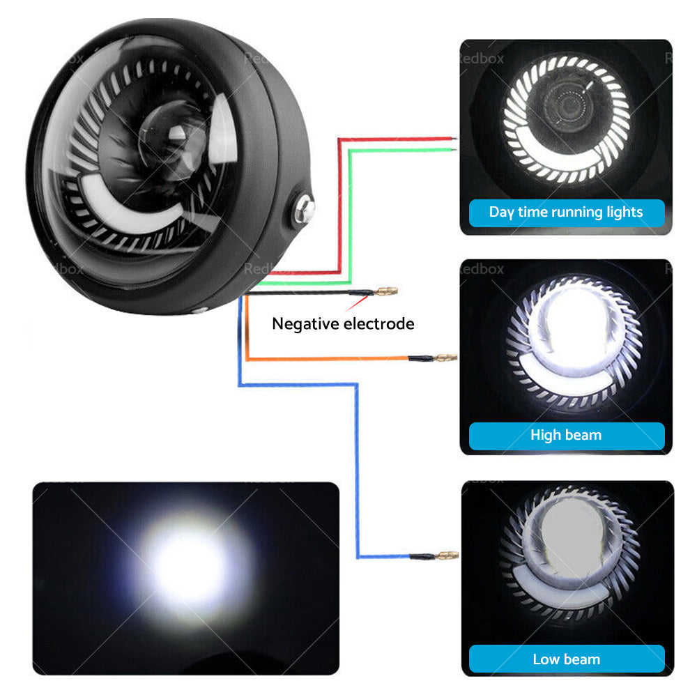 {{ Motorcycle 6. 5inch LED Headlight DRL Hi Lo Running Light Suitable For Cafe Racer }} - Buy Car Parts Online at {{ Kaka Auto Parts }}.