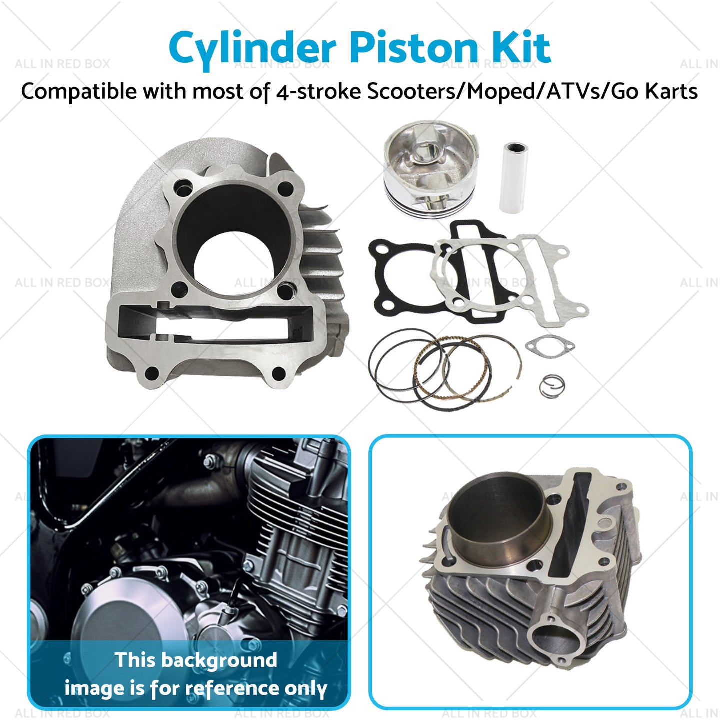 {{ 61mm Bore Cylinder Upgrade Kit Piston Gasket Suitable for GY6 172cc 180cc Motor }} - Buy Car Parts Online at {{ Kaka Auto Parts }}.