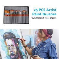 25 Pcs Artist Paint Brushes Watercolour Acrylic Oil Painting Brush With Case Set