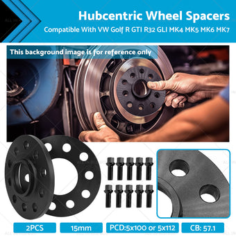 compare product 2X 15mmh Hubcentric Wheel Spacers 5x112 Suitable For VW Golf GTI R R32 MK4-MK7