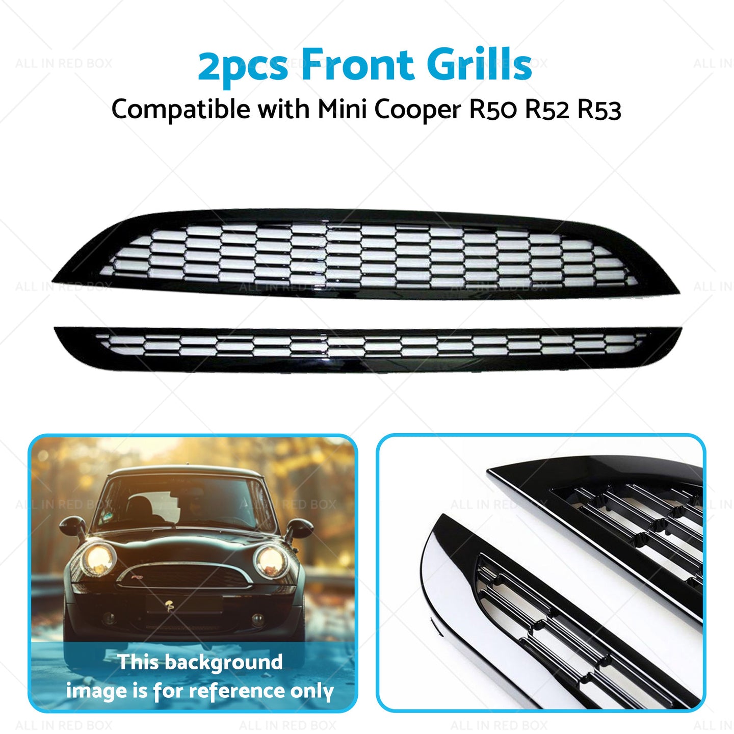{{ 2PCS Honeycomb Mesh Front Grill Suitable for  Mini Cooper R50 R52 R53 2002-2006 }} - Buy Car Parts Online at {{ Kaka Auto Parts }}.