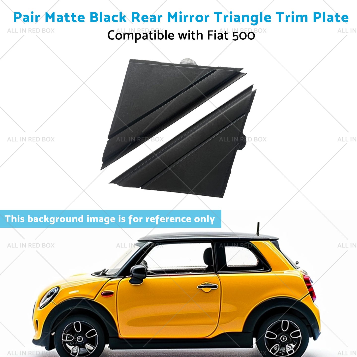 {{ Matte Black Rear Mirror Triangle Trim Plate Suitable for 12-19 Fiat 500 }} - Buy Car Parts Online at {{ Kaka Auto Parts }}.