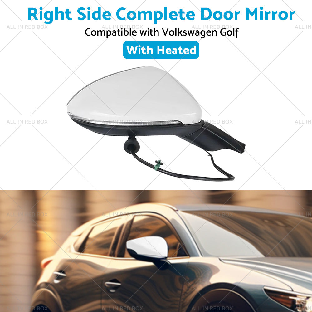 {{ Door Mirror Suitable for VW Golf MK7 2013-2021 Right Driver Side White Heated }} - Buy Car Parts Online at {{ Kaka Auto Parts }}.