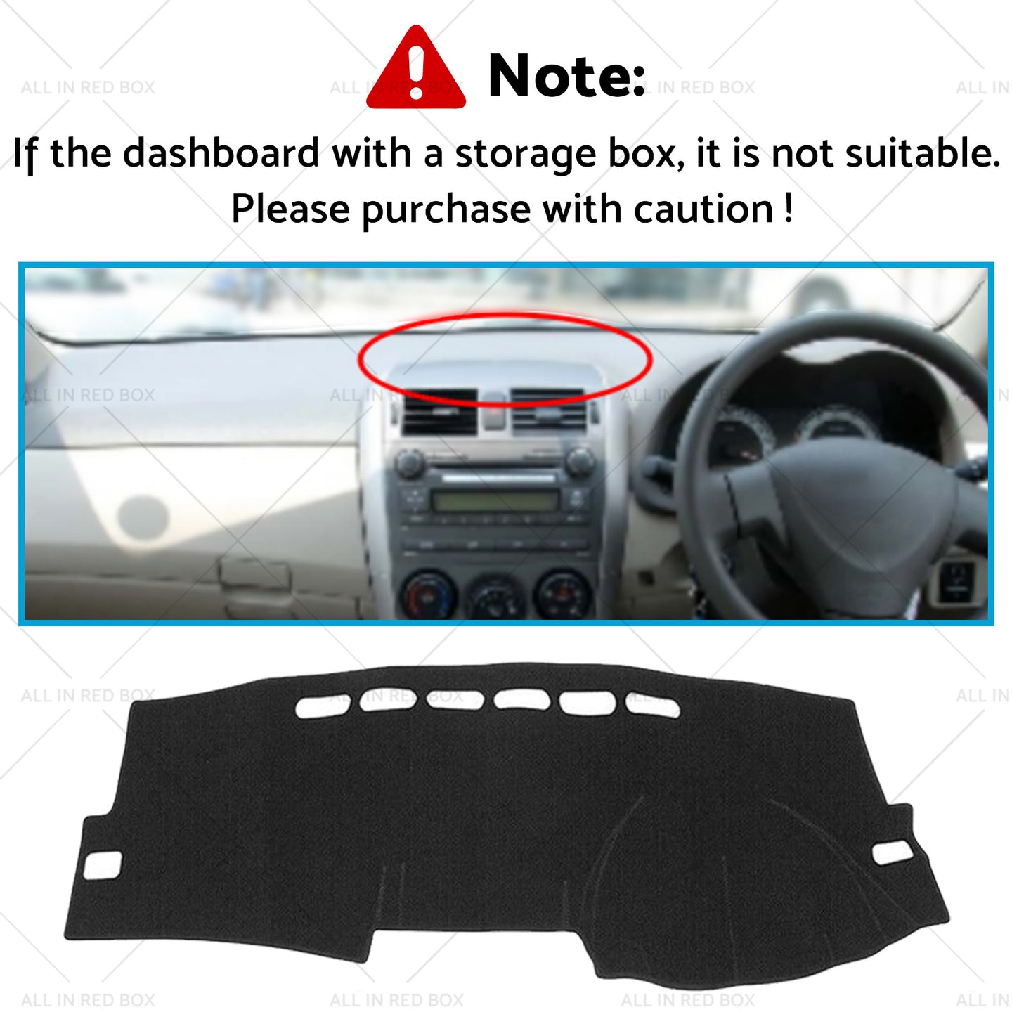 {{ Dash Mat Dashboard Sun Cover SuitableFor Toyota Corolla ZZE122 Fielder 2007-2012 }} - Buy Car Parts Online at {{ Kaka Auto Parts }}.