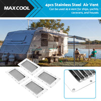 {{ 4pcs Stainless Steel Rectangular Air Vent For Caravan Boat Wall Eave 228x127mm }} - Buy Car Parts Online at {{ Kaka Auto Parts }}.