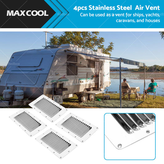 {{ 4pcs Stainless Steel Rectangular Air Vent For Caravan Boat Wall Eave 228x127mm }} - Buy Car Parts Online at {{ Kaka Auto Parts }}.