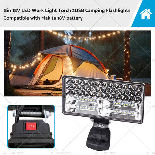 {{ 18V 8in LED Work Light Torch Camping Flashlights 2USB Suitablefor Makita Battery }} - Buy Car Parts Online at {{ Kaka Auto Parts }}.