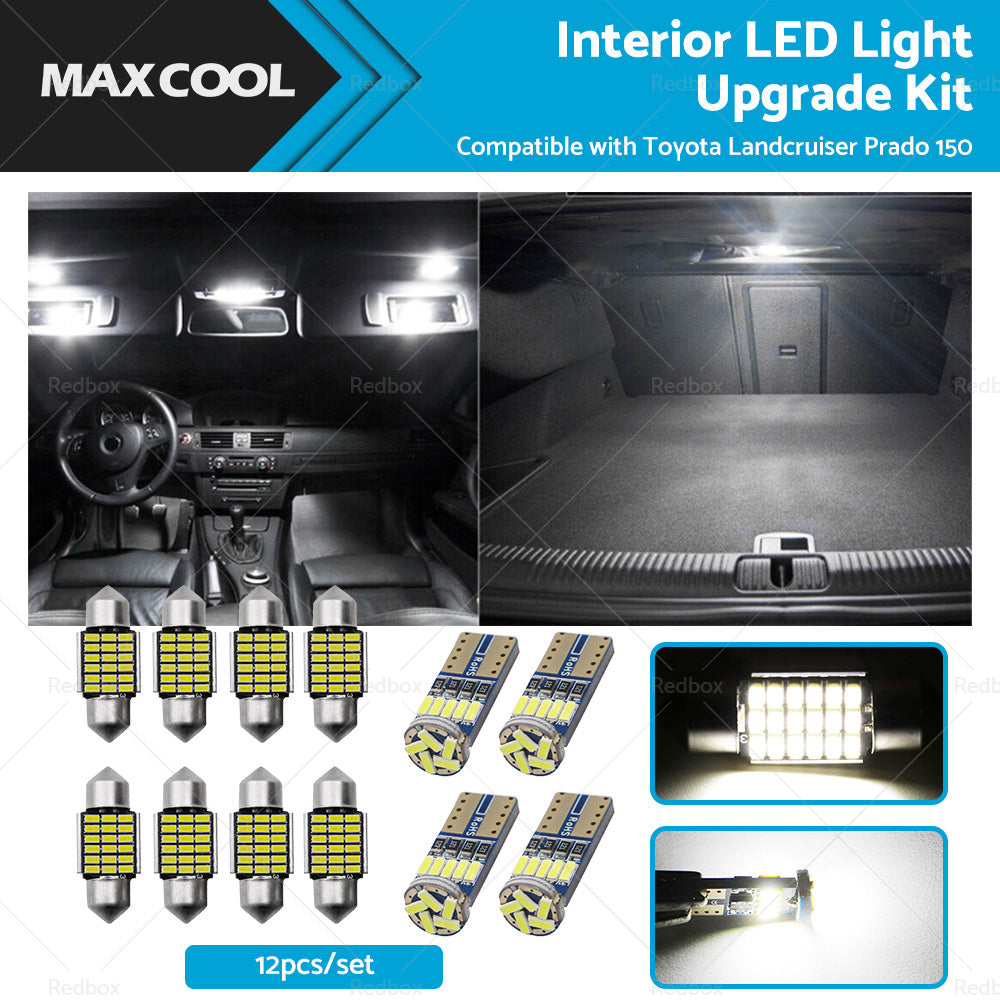{{ 12Pcs Interior LED Light Upgrade Kit Suitable For Toyota Landcruiser Prado 150 }} - Buy Car Parts Online at {{ Kaka Auto Parts }}.