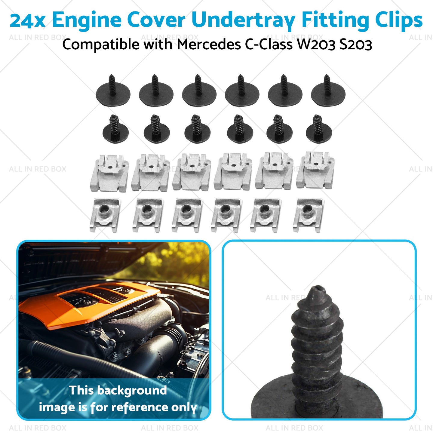 {{ 24x Engine Cover Undertray Fitting Clips Suitable for Mercedes C-Class W203 S203 }} - Buy Car Parts Online at {{ Kaka Auto Parts }}.